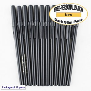 Personalized - Slim Pens - Black Body with Black Cap, Black Ink