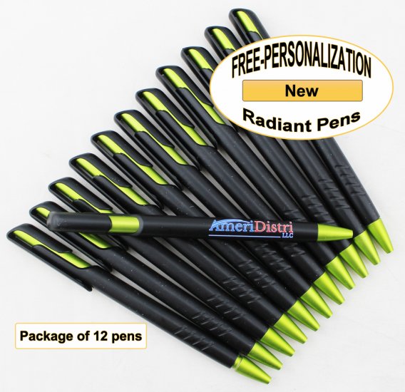 Radiant Pen, Black Body, Metallic Green 12pkg, Custom IMG - Click Image to Close