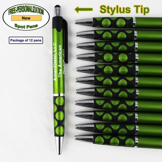 Elegant Tip and Stylus Click - Solid Green Body & Spotted Grip - Click Image to Close