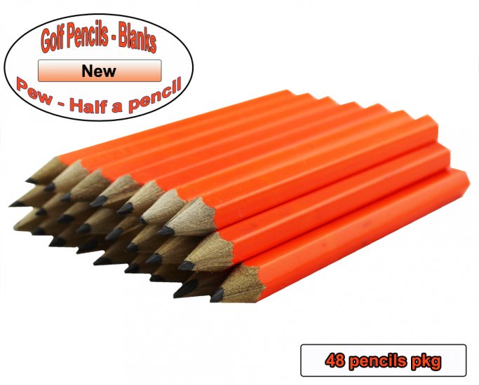 ezpencils - 48 Neon Orange Golf Without Eraser - Blank Pencils - Click Image to Close
