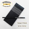 ezpencils -Custom Matte Black Round Pencil White Eraser- 12 pkg