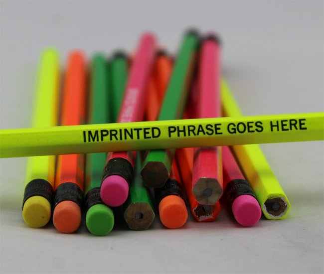ezpencils - Personalized Neon Assorted Hex Pencils - 144 Pencils - Click Image to Close