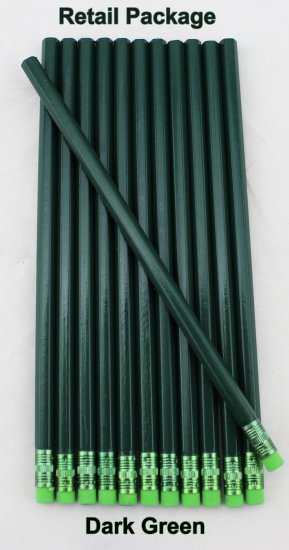 ezpencils - 12 pkg. Blank Hexagon Pencils - Dark Green - Click Image to Close