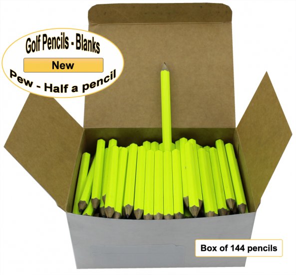 ezpencils -144 Neon Yellow Golf Without Eraser- Blank Pencils - Click Image to Close