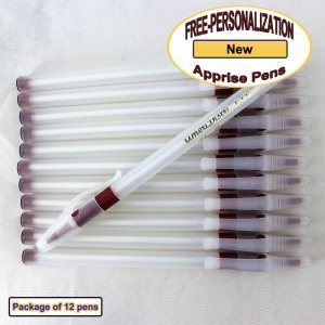 Personalized Apprise Pen, Translucent Body Burgundy Grip 12 pkg.