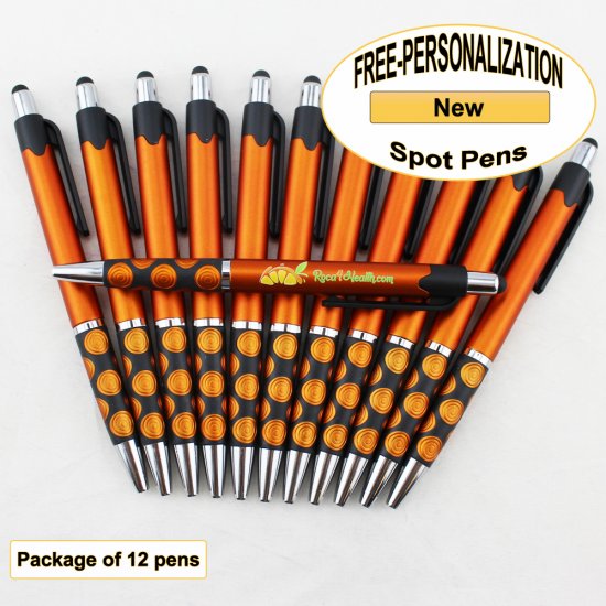 Spot Pen, Silver/Black Accents, Orange Body, 12 pkg-Custom Image - Click Image to Close