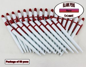 Dome Pen -White Body and Red Accents- Blanks - 50pkg