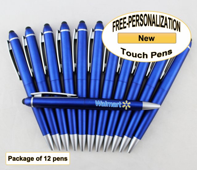 Touch Pen, Blue Body with Silver Accents 12 pkg - Custom Image - Click Image to Close