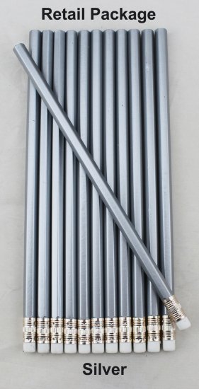 ezpencils - 12 pkg. Blank Hexagon Pencils - Silver - Click Image to Close