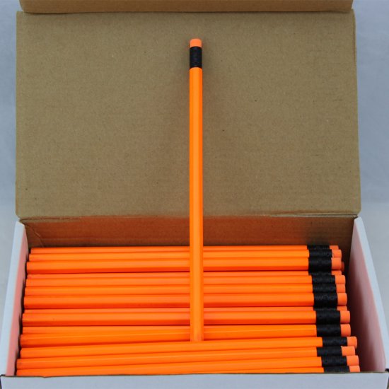 ezpencils - 144 Neon Orange Hex Pencils - Non-Personalized - Click Image to Close