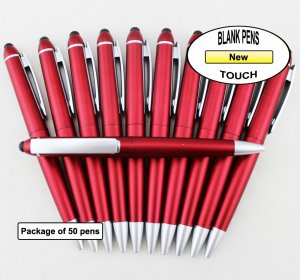Touch Pen - Red Body, Silver Accents - Blanks - 50pkg