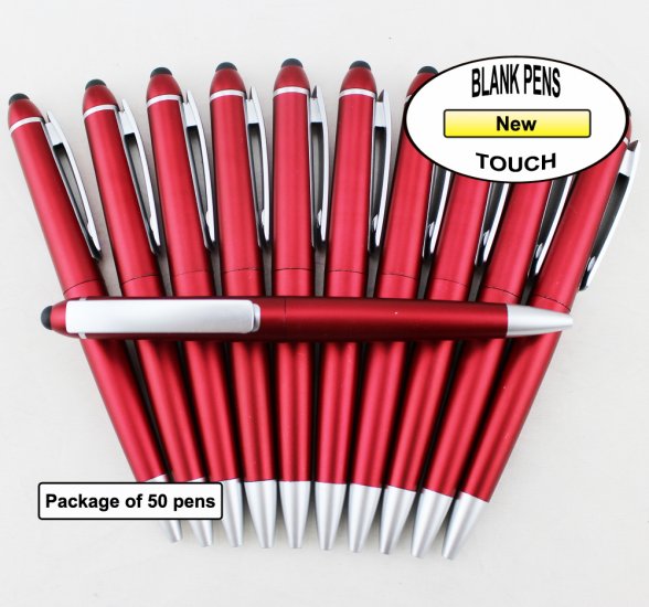 Touch Pen - Red Body, Silver Accents - Blanks - 50pkg - Click Image to Close