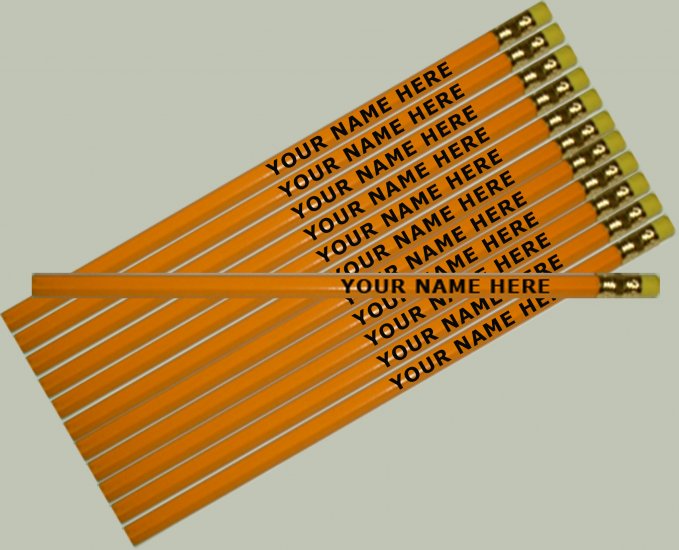 ezpencils - Personalized Yellow Hexagon Pencils - 12 pk - Click Image to Close