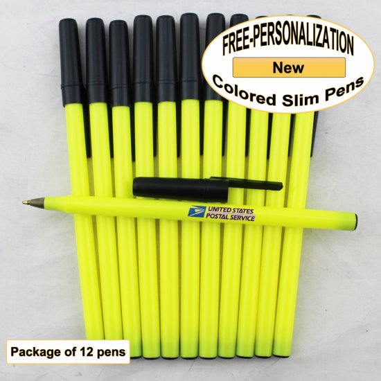 Colored Slim, Neon Yellow Body, Black Accents, 12pkg-Custom Img - Click Image to Close