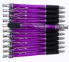 Purple Body- Silver Clip/Top/Bottom, Black Grip Wave Pen 12 pkg.