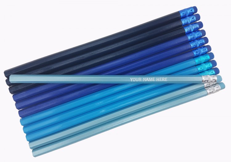 ezpencils - Personalized Blue-Quartet Hexagon Pencils - 12 pkg - Click Image to Close