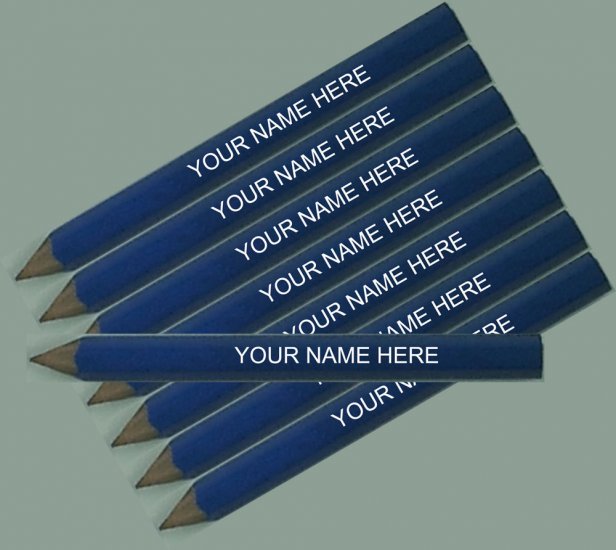 ezpencils - 24 pkg Personalized Hexagon Sea Blue Golf Pencils - Click Image to Close