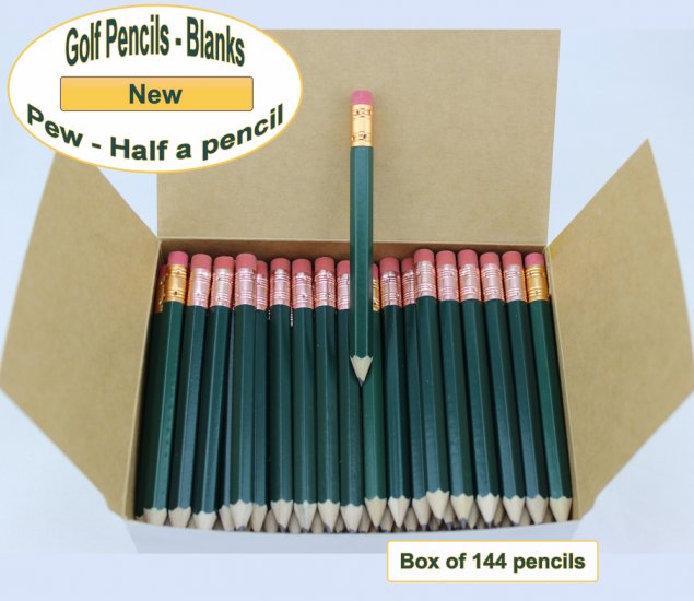 ezpencils - 144 Dark Green Golf Pencils with Eraser - Click Image to Close