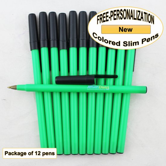 Colored Slim, Neon Green Body, Black Accents, 12pkg-Custom Img - Click Image to Close