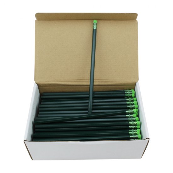 ezpencils - 144 Dark Green Hex Pencils - Non-Personalized - Click Image to Close