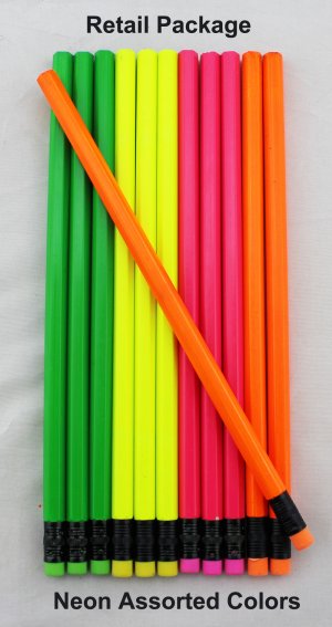 ezpencils - 12 pkg. Blank Hexagon Pencils - Neon Assorted Colors