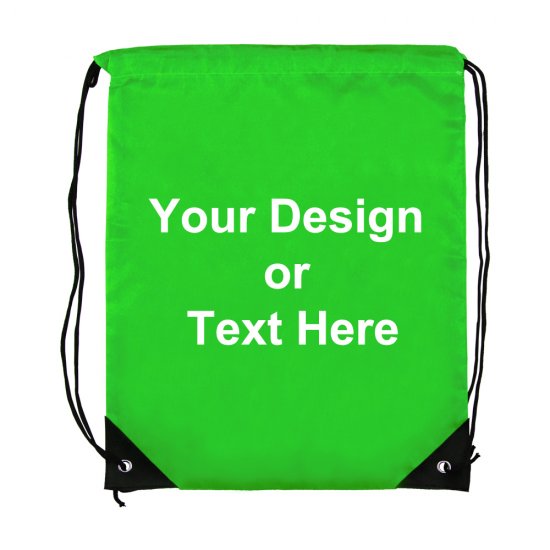 ezpencils, Drawstring Bags-Custom Image and/or Text- Neon Green - Click Image to Close