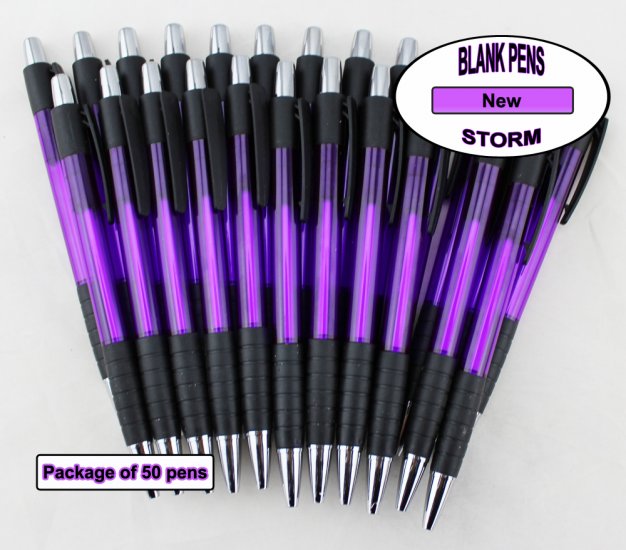 Storm Pen-Purple body, Silver Accents, Black Grip -Blanks-50pkg - Click Image to Close