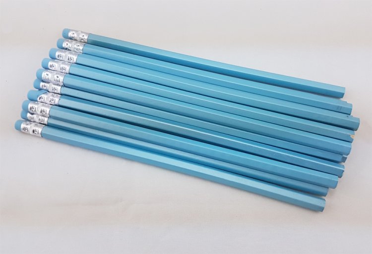 ezpencils - 144 Pearl Blue Hex Pencils - Non-Personalized - Click Image to Close