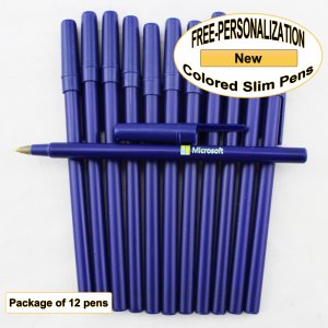 Colored Slim, Blue Body, Cap and Accents, 12 pkg - Custom Image