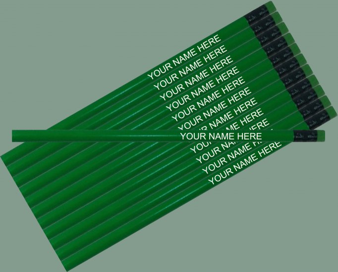 ezpencils - 12 pkg. Neon Green Round Pencils - Click Image to Close