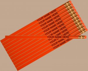 ezpencils - Personalized Orange Round Pencil - 12 pkg