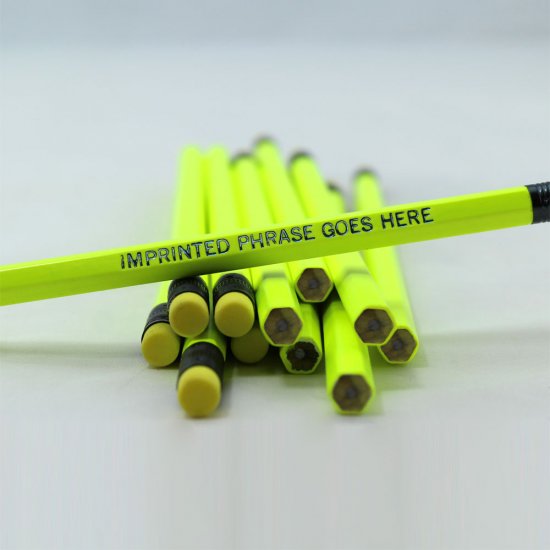 ezpencils - Personalized Neon Yellow Hex Pencils - 144 Pencils - Click Image to Close