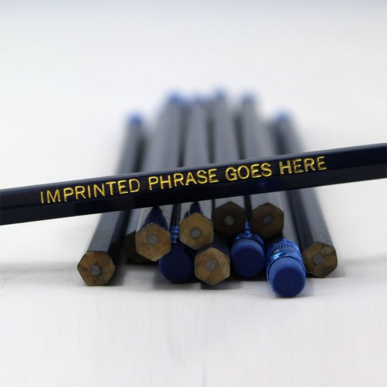 ezpencils - Personalized Dark Blue Hex Pencils - 144 Pencils - Click Image to Close