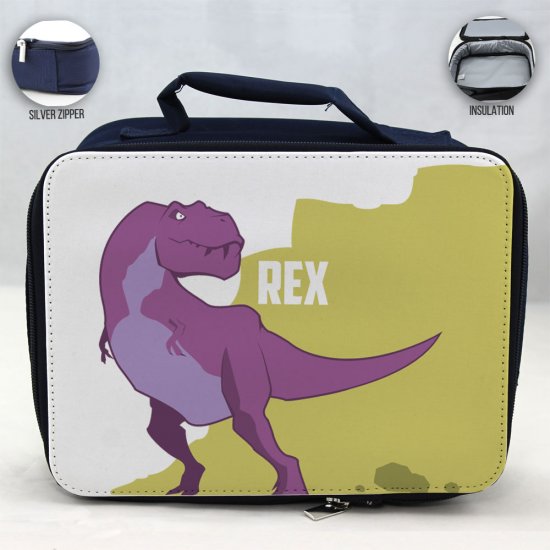 Personalized Dinosaur Theme - Blue School Lunch Box for kids - Click Image to Close