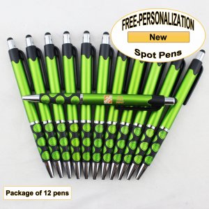 Spot Pen, Silver/Black Accents, Green Body, 12 pkg-Custom Image