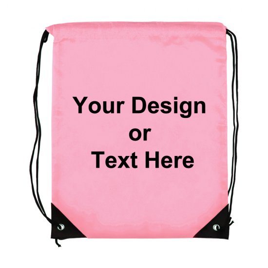 ezpencils, Drawstring Bags-Custom Image and/or Text- Pink - Click Image to Close