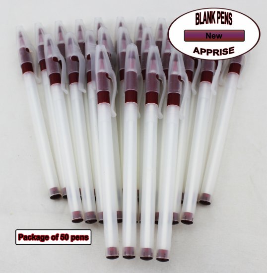 Apprise Pens - Plastic Body with Burgundy Accents -Blanks- 50pkg - Click Image to Close