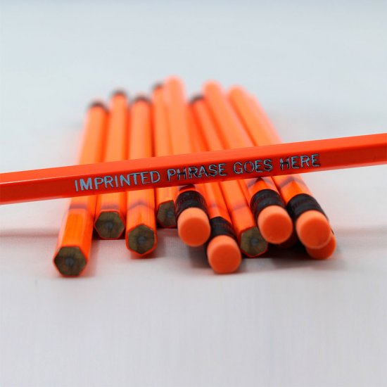 ezpencils - Personalized Neon Orange Hex Pencils - 144 Pencils - Click Image to Close