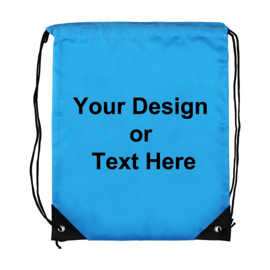 ezpencils, Drawstring Bags-Custom Image and/or Text- Sky Blue - Click Image to Close