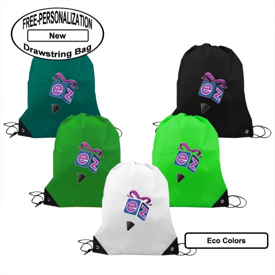ezpencils-Drawstring Bags-Custom Img or Txt, ECO Colors, 5pkg - Click Image to Close