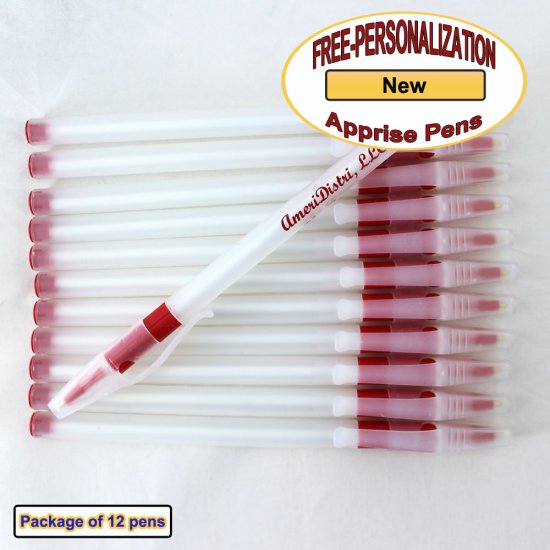 Personalized Apprise Pen, Translucent Body Red Grip 12 pkg. - Click Image to Close
