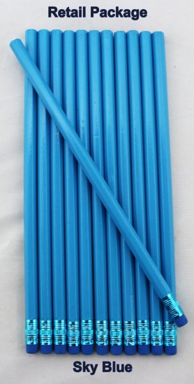 ezpencils - 12 pkg. Blank Hexagon Pencils - Sky Blue - Click Image to Close