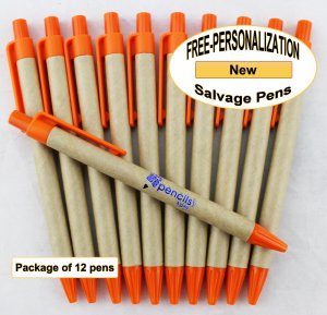 Salvage Pen, Cardboard Body, Orange Accents 12 pkg -Custom Image