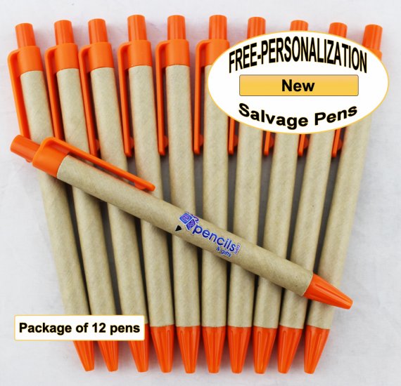 Salvage Pen, Cardboard Body, Orange Accents 12 pkg -Custom Image - Click Image to Close