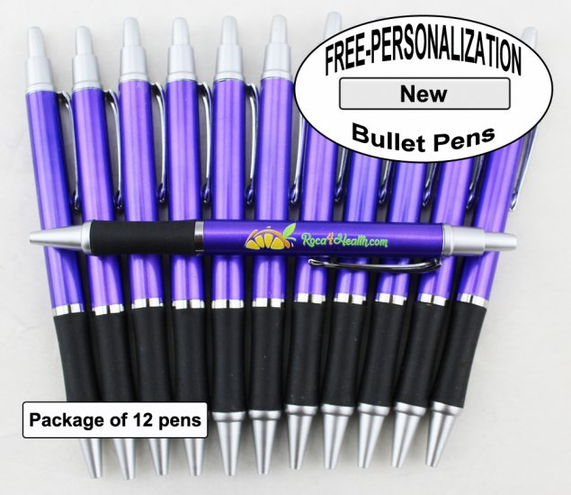Bullet Pen, Purple body, Elegant tip, 12pkg - Custom Image - Click Image to Close