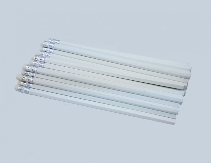 ezpencils - 144 White Hex Pencils - Non-Personalized - Click Image to Close