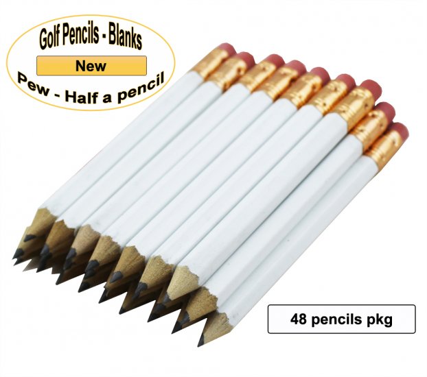 ezpencils - 48 White Golf With Eraser - Click Image to Close