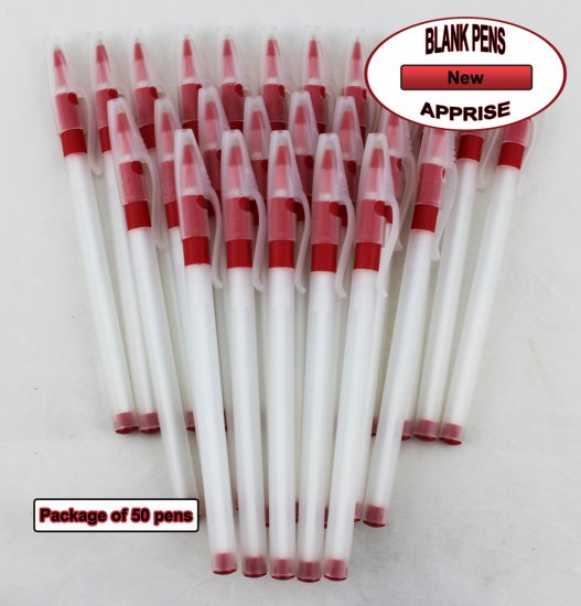 Apprise Pens - Plastic Body with Red Accents - Blanks - 50pkg - Click Image to Close