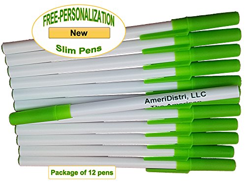 Personalized - Slim – White Body with Apple Green Cap, Black Ink - Click Image to Close