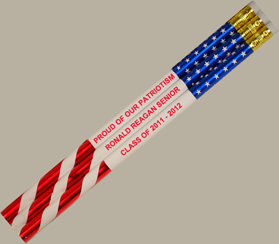 12 Patriotic Flag Personalized Motivational Pencil - Click Image to Close